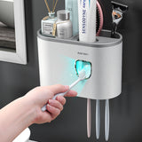 Creative Single Cup Lazy Man Automatic Toothpaste Squeezer Adhesive Toothbrush Holder Bathroom Mouthwash Cup Toothware Box Set - V.I.P Digital Presence