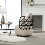 COOLMORE Upholstered Tufted Living Room Chair Textured Linen Fabric Accent Chair with Metal Stand - V.I.P Digital Presence
