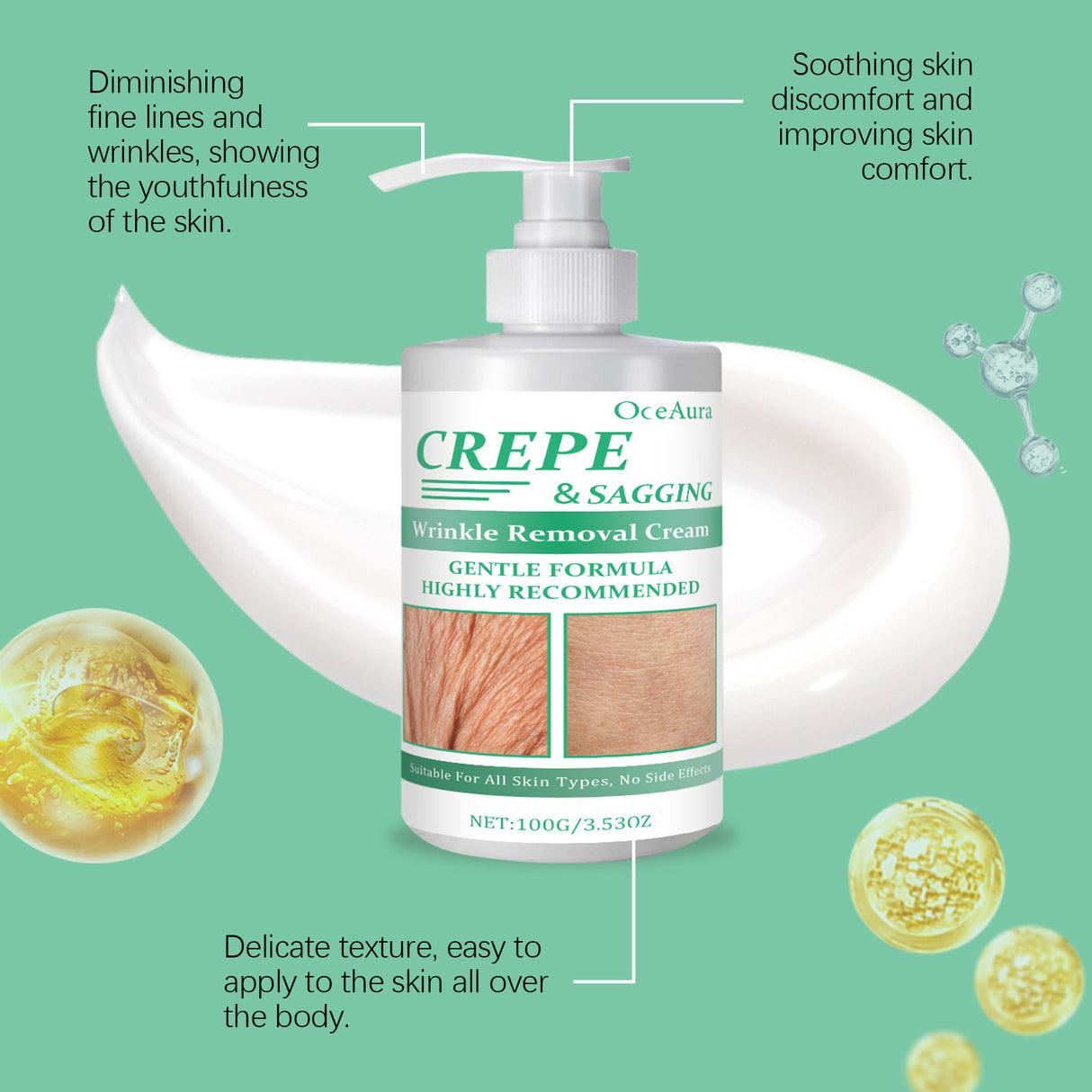 Crema reafirmante para el cuidado corporal, reafirmante para piel elástica, hidratante y nutritiva.