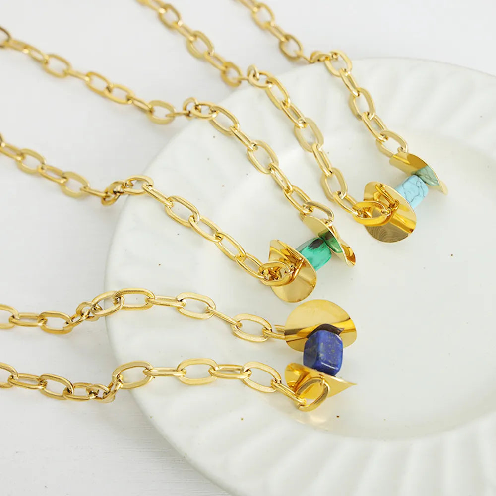 Natural Stone Pendant Titanium Steel Necklace - V.I.P Digital Presence