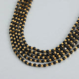 Square titanium steel gold-plated natural black agate stone handmade bead necklace jewelry for women - V.I.P Digital Presence