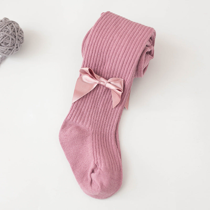 Spring And Autumn New Children's Pantyhose Bow Cotton White Baby Socks Medium Thick Foreign Girl Leggings - V.I.P Digital Presence