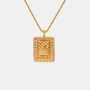 Stainless Steel Inlaid Rhinestone Rectangle Shape Pendant Necklace - V.I.P Digital Presence