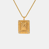 Stainless Steel Inlaid Rhinestone Rectangle Shape Pendant Necklace - V.I.P Digital Presence