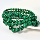 Vintage malachite beaded bracelet stacking style green bracelet men and women elastic jewelry - V.I.P Digital Presence