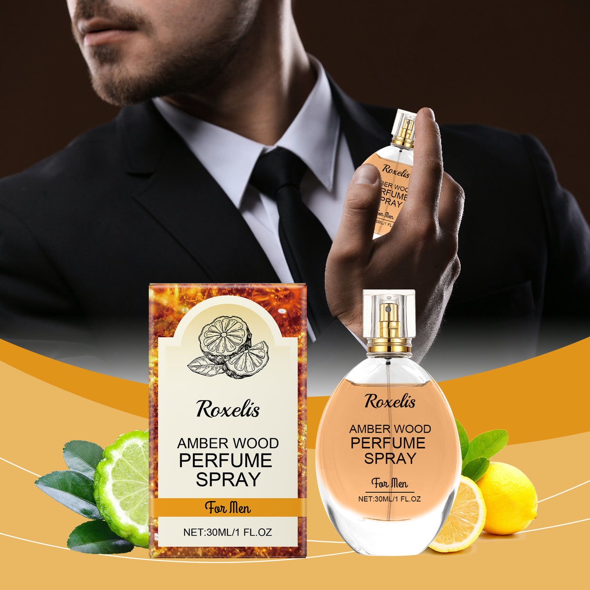 Amber Wood Perfume Spray Fresh Scent Exudes Charm Amber Natural Light Long-Lasting Portable Perfume - V.I.P Digital Presence