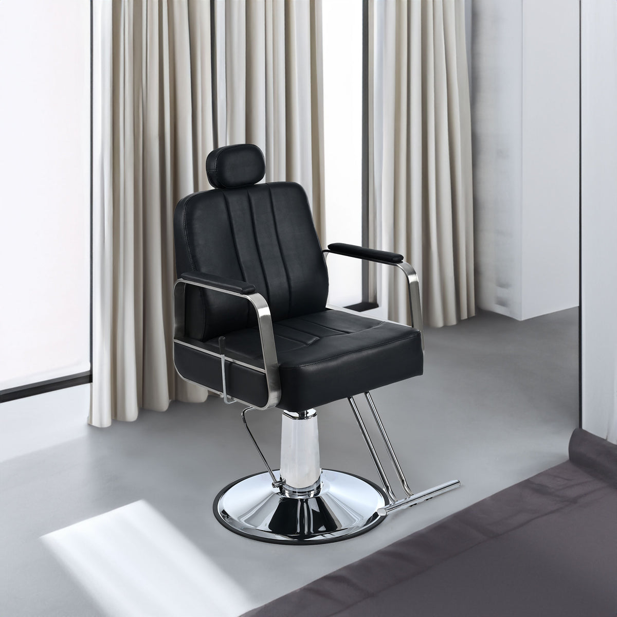 Premium Reclining barber Chair Salon Chair for Hair Stylist with Heavy Duty Hydraulic Pump, 360° Rotation  Black - V.I.P Digital Presence