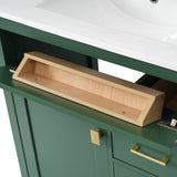 30-Inch Green Bathroom Vanity with Ceramic Sink and Ample Storage - Ideal Choice for Small Bathrooms - V.I.P Digital Presence