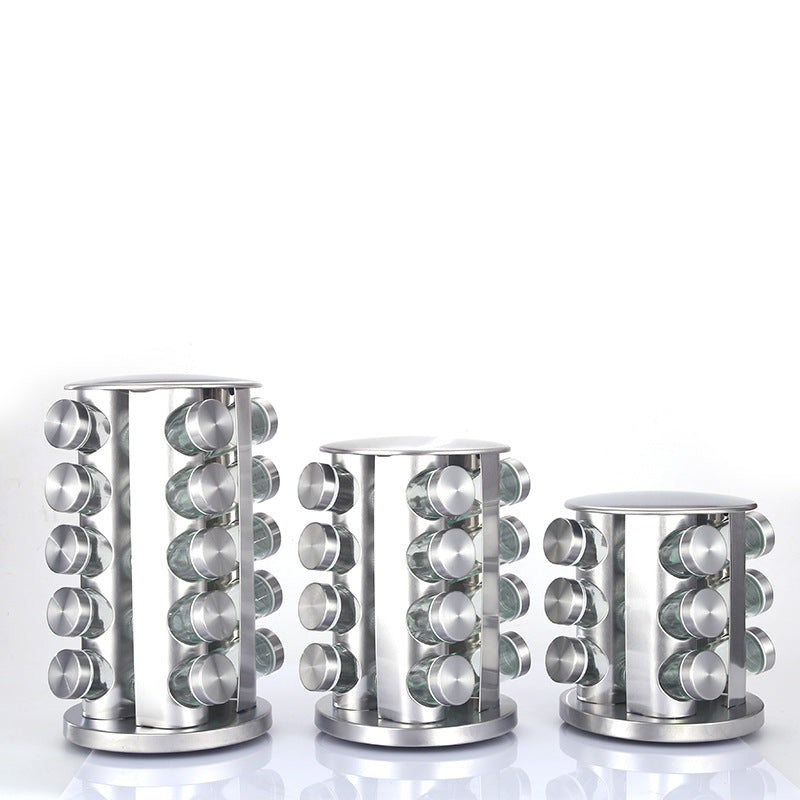 Kitchen articles rotating seasoning rack domestic rotating seasoning tank stainless iron spices seasoning box set - V.I.P Digital Presence