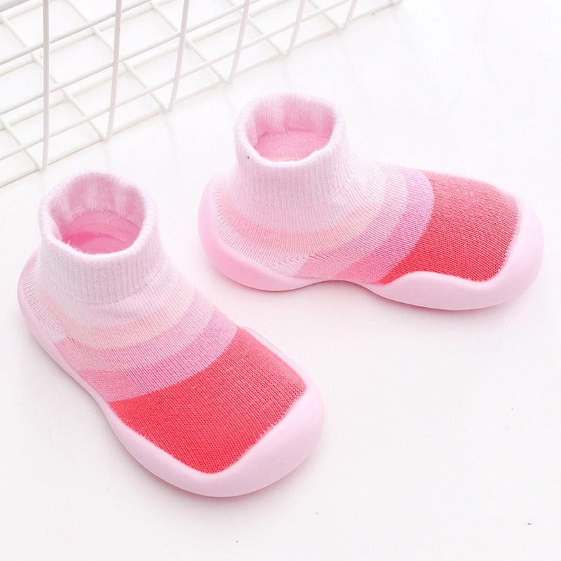 Autumn and Winter Baby Socks Silicone Anti slip Bottom Floor Socks Children's Shoes and Socks Cartoon Rainbow Strips Indoor Walking Shoes and Socks - V.I.P Digital Presence