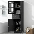 Tall Bathroom Cabinet, Freestanding Storage Cabinet with Drawer and Doors, MDF Board, Acrylic Door, Adjustable Shelf, Black - V.I.P Digital Presence