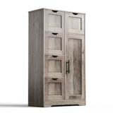 Bathroom Storage Cabinet with Storage 5 Drawers and 1 Door, Entryway Cabinet with Adjustable Shelf Grey - V.I.P Digital Presence