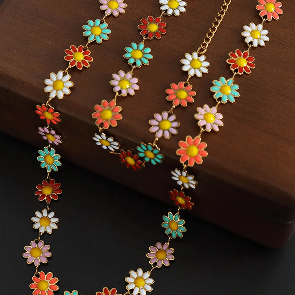 Titanium Steel Oil Drip Flower Necklace - V.I.P Digital Presence