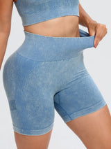 Washed High Waist Active Shorts - V.I.P Digital Presence