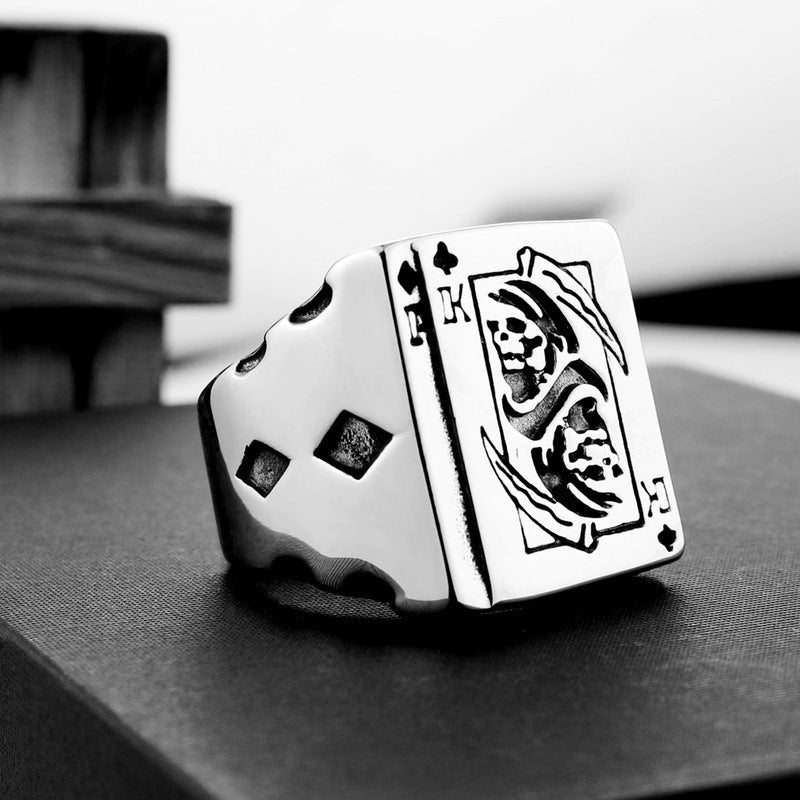 Retro titanium steel ring Death ring Poker card creative ring Unisex ring sickle ring - V.I.P Digital Presence