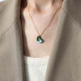 Two tone weight glazed design heart pendant titanium steel gold-plated necklace - V.I.P Digital Presence