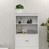 Over The Toilet Rack 2 -Tier Toilet Bathroom Spacesaver Storage Shelf with 2 Doors Wood Storage Organizer Cabinet - V.I.P Digital Presence