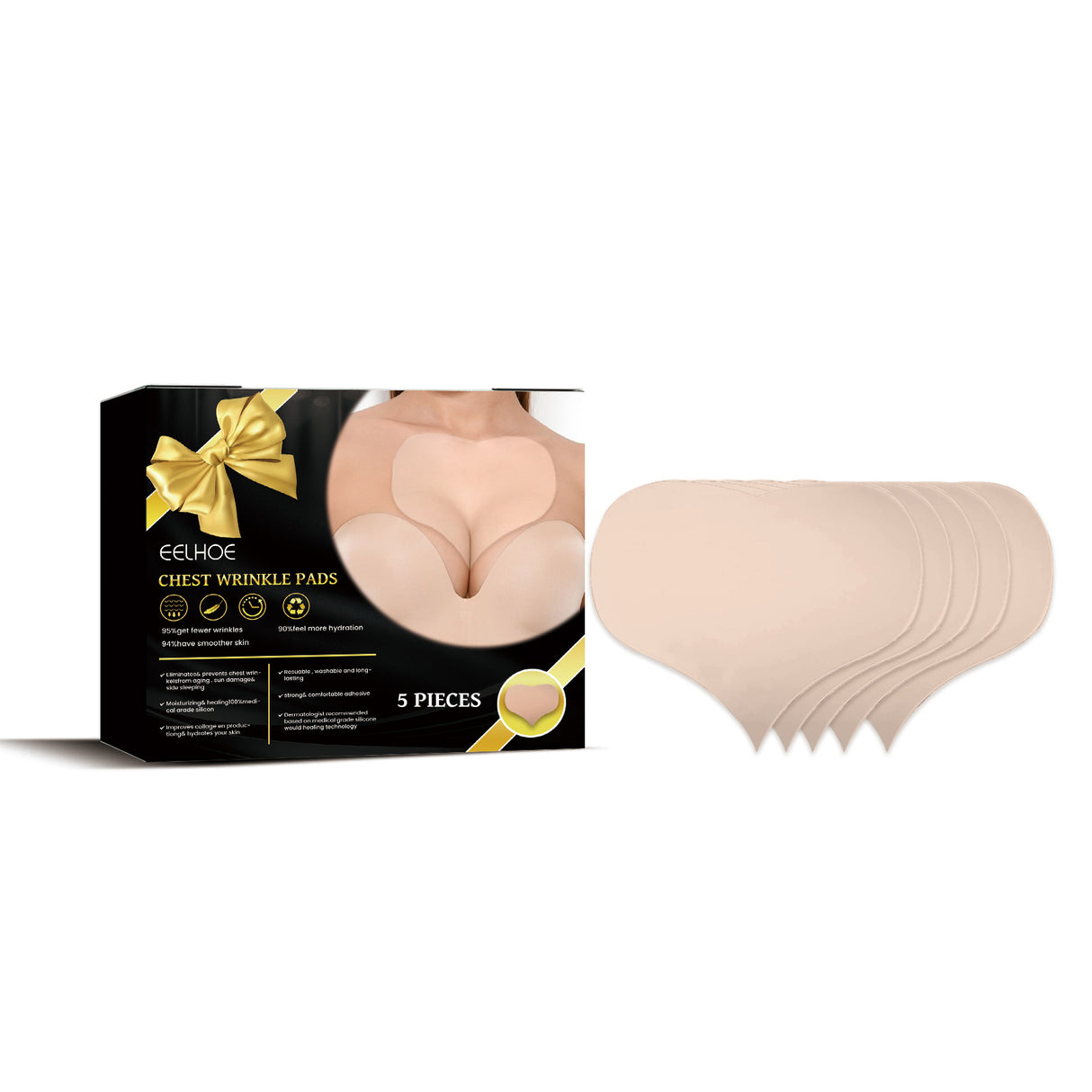 Parche antiarrugas para el pecho, hidratante y reafirmante para la piel del escote. Parche de silicona hidratante para el pecho que reduce las arrugas.