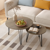 27.56'' Round Nesting Coffee Table Set of 2, Circular Nesting End Table Set  Sturdy Metal Base for Living Room, bedroom, Brown - V.I.P Digital Presence