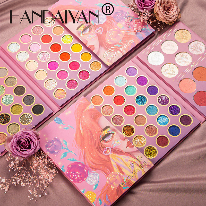 HANDAIYAN 84 Color Makeup Palette Eye Shadow + Blush + Highlight Eye Shadow Set Set Box Pearl Matte Eye Shadow - V.I.P Digital Presence