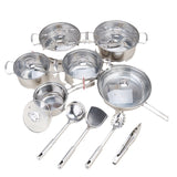 Stainless steel cookware set of 18 pieces household kitchen set soup pot set 16-26cm cutlery set pot set - V.I.P Digital Presence