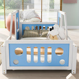 Twin Size Classic Car-Shaped Platform Bed with Wheels Blue - V.I.P Digital Presence