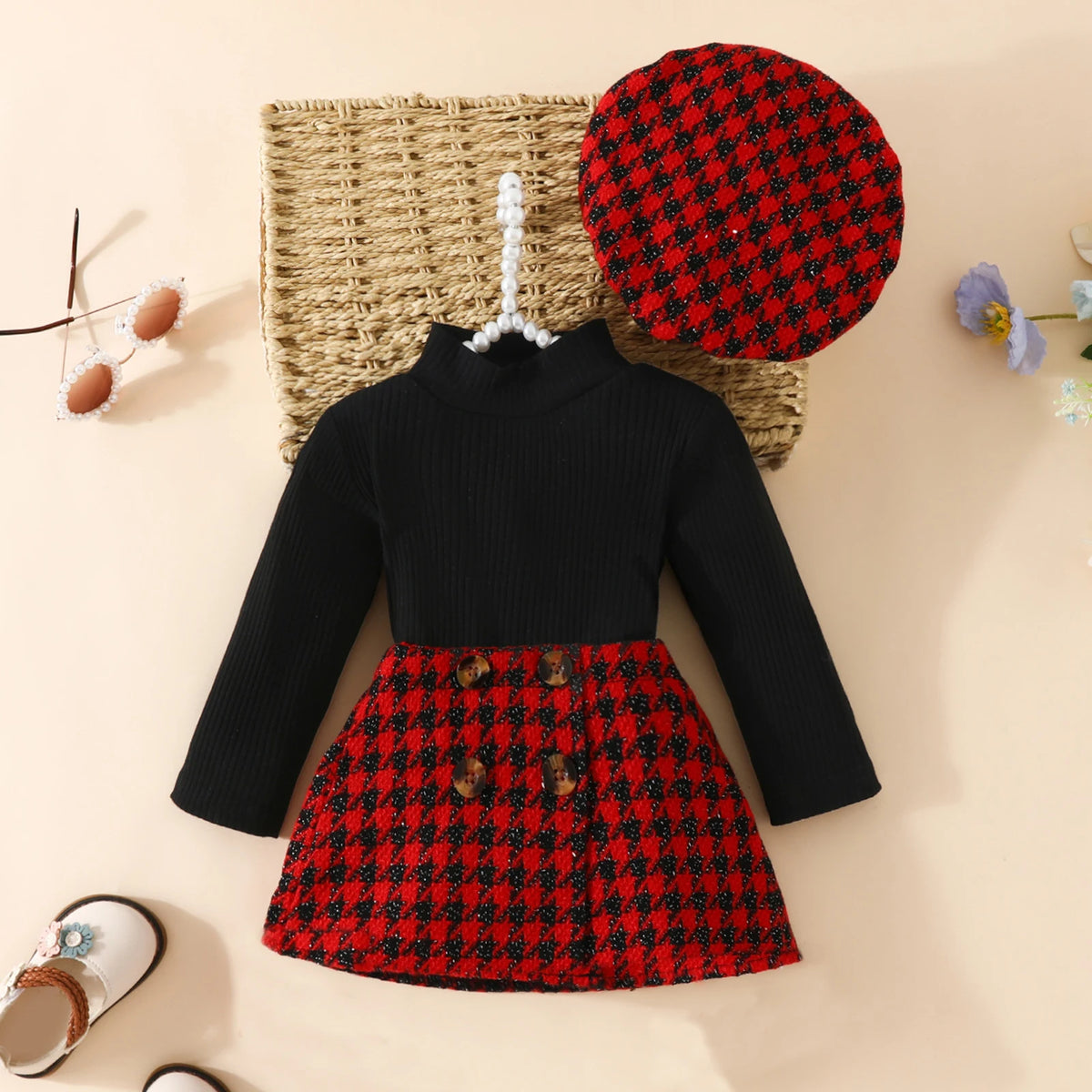 ma&baby 6M-3Y Christmas Newborn Infant Toddler Baby Girl Clothes Sets Knit Long Sleeve Tops Plaid Skirts Hat Xmas Outfits D05 - V.I.P Digital Presence