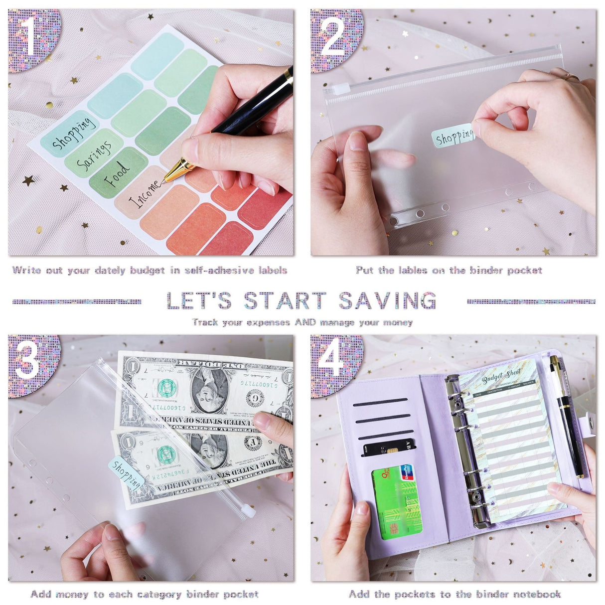 Full of Stars A6 Loose-Leaf Bookkeeping Notebook Creative Cash Budget Financial Planning Manual Account Book - V.I.P Digital Presence