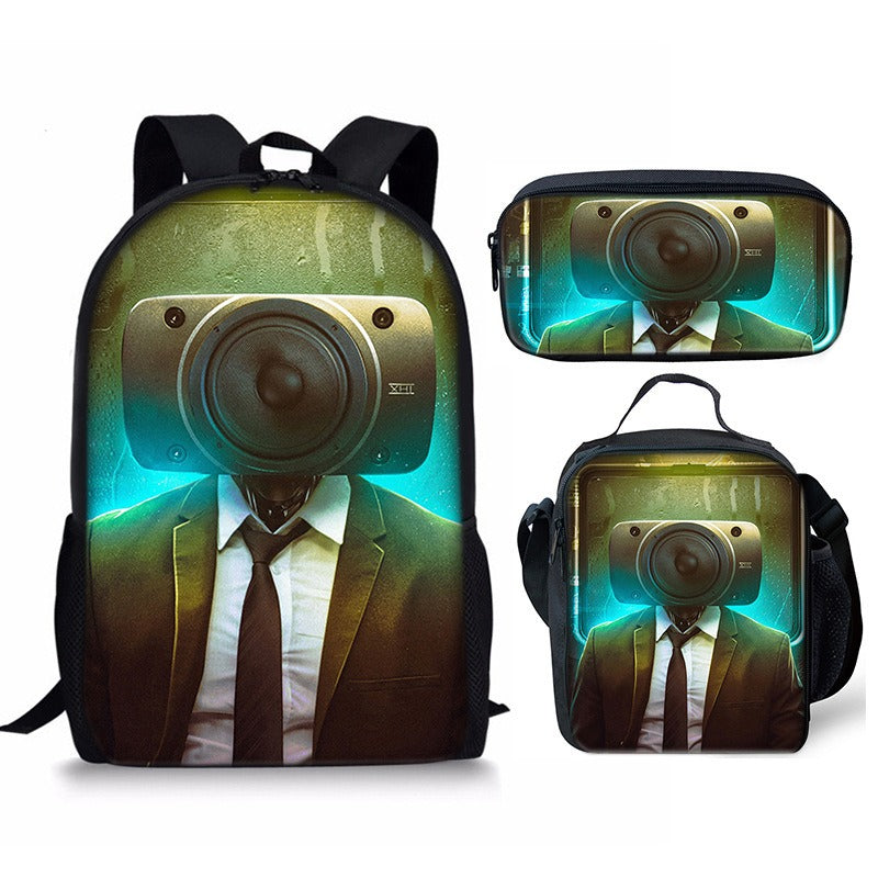 New 3PC-SET Skibidi Toilet Man Backpack Custom Game Peripheral Schoolbags For Primary Secondary School Teenage - V.I.P Digital Presence