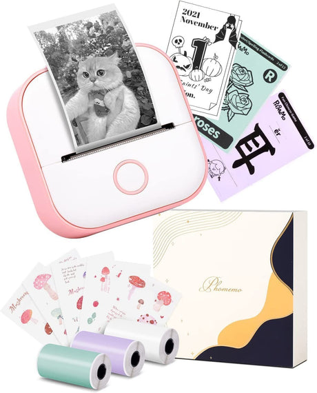 Phomemo Portable Mini Thermal Printer T02 Mini Pocket Label Printer DIY Self-adhesive Sticker Label Machine Various Label Paper - V.I.P Digital Presence