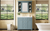 36 inch modern mirror cabinet with adjustable shelves, 2 soft closing doors, and 6 drawer storage cabinet door organizers - V.I.P Digital Presence
