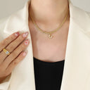 Brass Inlaid Zircon Letter Pendant Necklace - V.I.P Digital Presence
