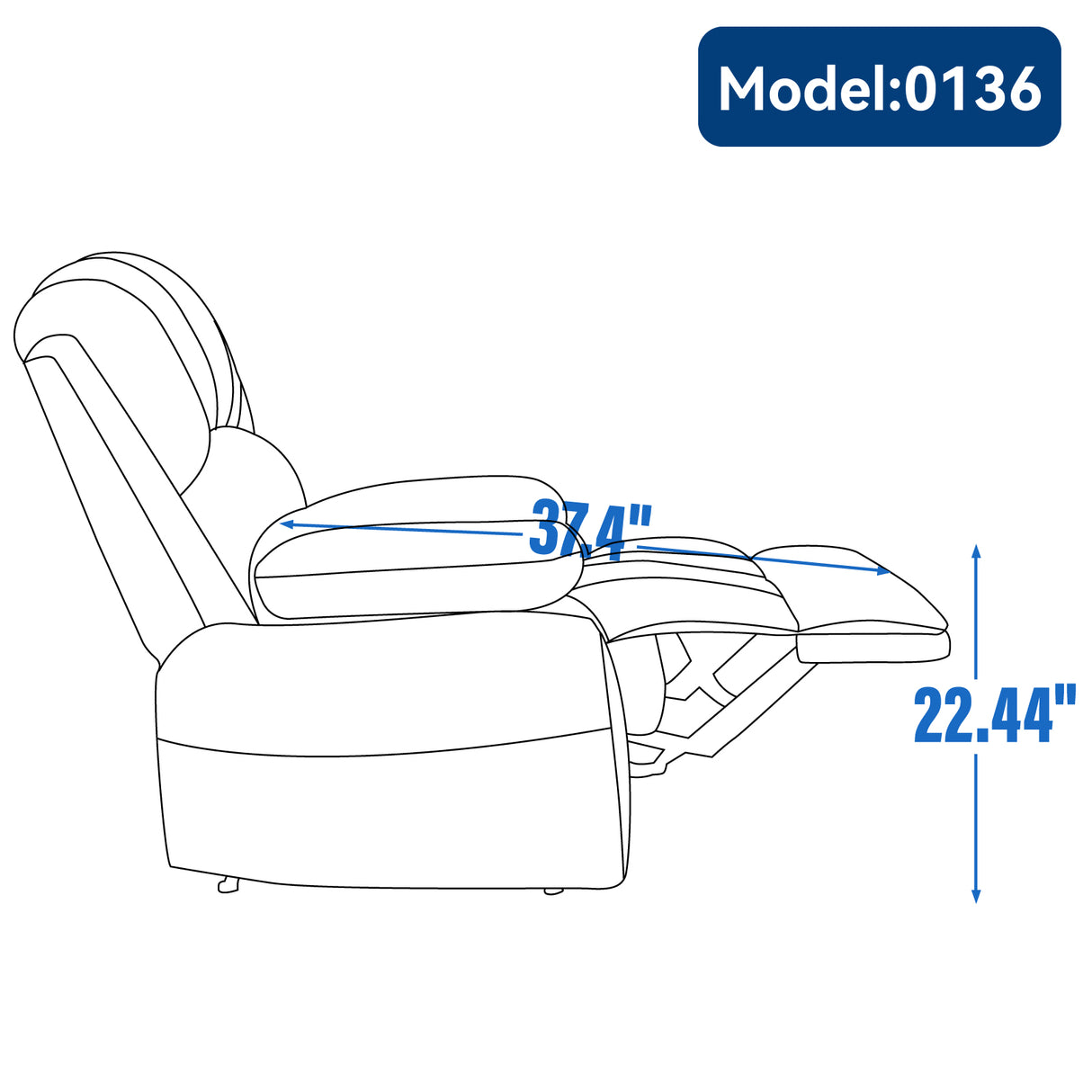 Large Manual Recliner Chair in Fabric for Living Room, Beige - V.I.P Digital Presence