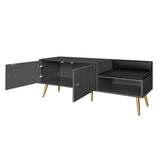 Modern Shoe Storage Bench with Hidden Storage and Upholstered Cushions for Bedside, Living Room and Entryway (Gray) - V.I.P Digital Presence