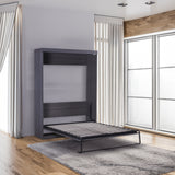Full Size Murphy Bed with Wardrobe and Drawers, Storage Bed, can be Folded into a Cabinet, Gray - V.I.P Digital Presence