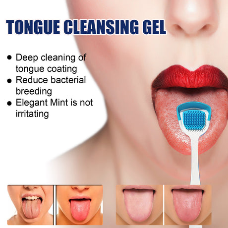 Tongue Coating Cleansing Gel, Tongue Coating Cleansing Oral Care Removes Bad Breath And Freshens Breath Gel With Brush - V.I.P Digital Presence