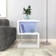 3-layer S-shaped coffee table, high gloss side table with open storage rack and USB power supply, white LED coffee table - V.I.P Digital Presence