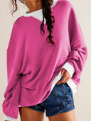 Contrast Dropped Shoulder Long Sleeve Sweatshirt - V.I.P Digital Presence