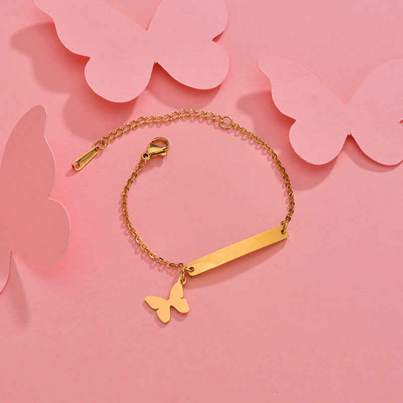 Stainless steel personalized engraved three color curved bracelet simple and personalized women's bracelet - V.I.P Digital Presence