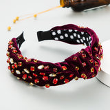 Exaggerated Fashion Hair Bands Female Corduroy Temperament Sweet Hair Ornaments Wide Side Knotted With Diamonds Headband - V.I.P Digital Presence