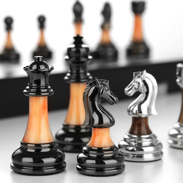 Solid wood folding chessboard imitation jade chess pieces Western chess retro European ornaments - V.I.P Digital Presence