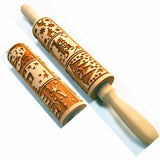 Wooden Rolling Pin Beechwood Laser Engraved Printed Rolling Pin Embossing Christmas Flip Sugar Cookie Rolling Pin - V.I.P Digital Presence