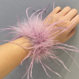 Real Ostrich feather cuff plumes bracelet for women white Cuffs pens Shirt with feathers girls fur cuffs ornament boa plume - V.I.P Digital Presence