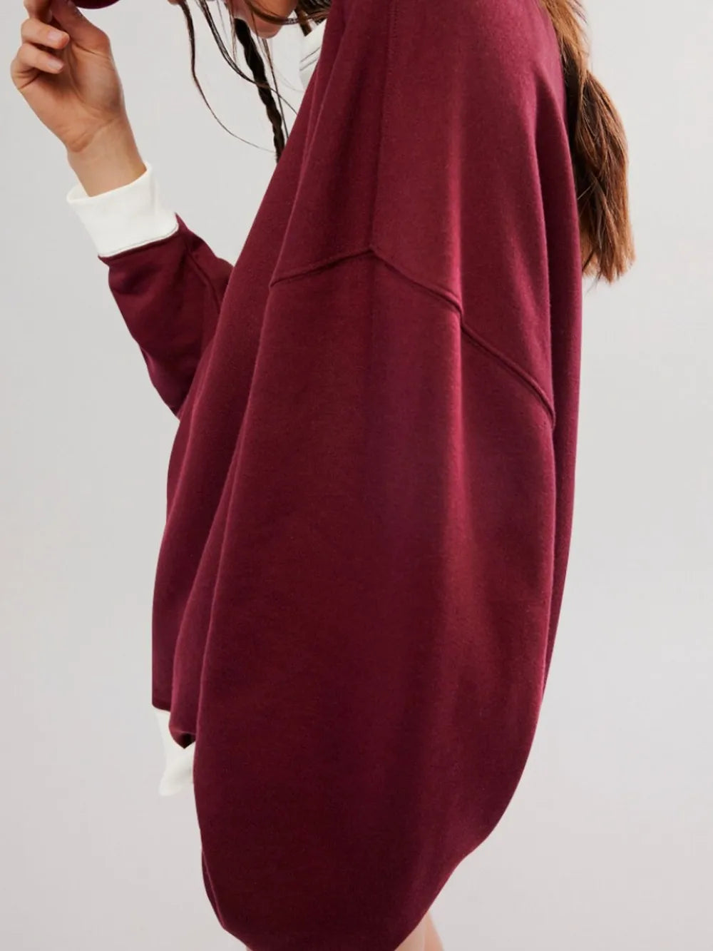 Contrast Dropped Shoulder Long Sleeve Sweatshirt - V.I.P Digital Presence