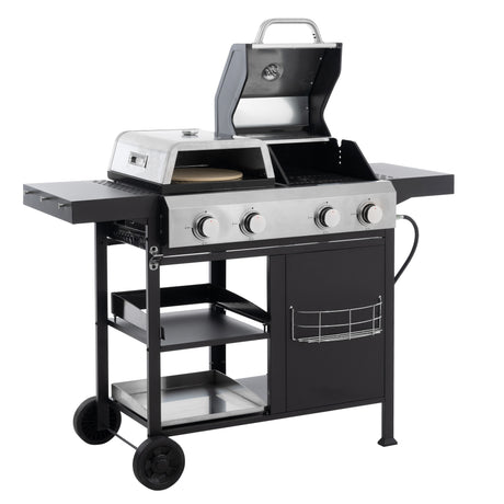 2+2 multifunctional gas barbecue grill and covered grill combination for outdoor cooking - barbecue, barbecue, pizza. - V.I.P Digital Presence