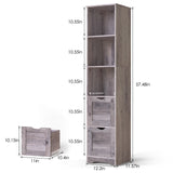 Bathroom Floor Cabinet with 3 Drawers 2 Shelves, Tall Narrow Bathroom Kitchen Pantry Storage Cabinet with Open Compartment Grey - V.I.P Digital Presence