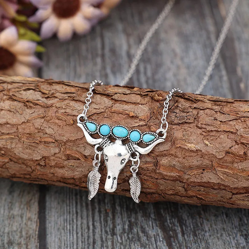 Artificial Turquoise Cow Shape Necklace - V.I.P Digital Presence