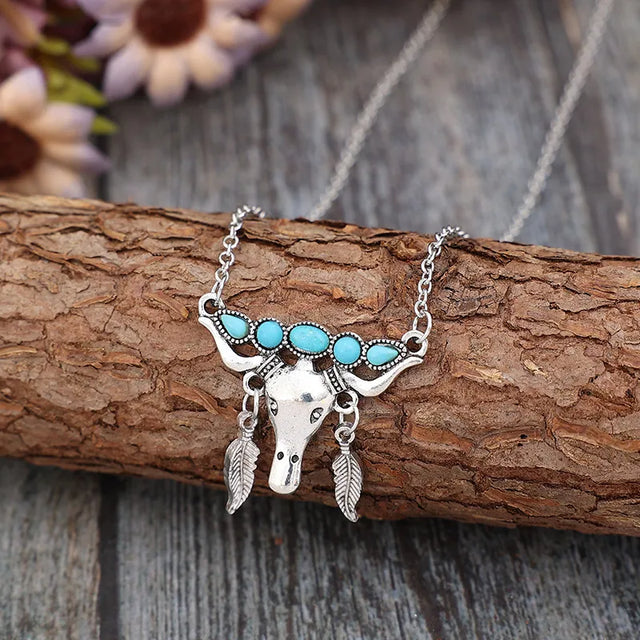 Artificial Turquoise Cow Shape Necklace - V.I.P Digital Presence