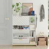 Shoe Cabinet with 3 Flip Drawers & Open Shelves, Modern Entryway Shoe Storage Cabinet Slim, Narrow Hidden Shoe Rack for Heels - V.I.P Digital Presence