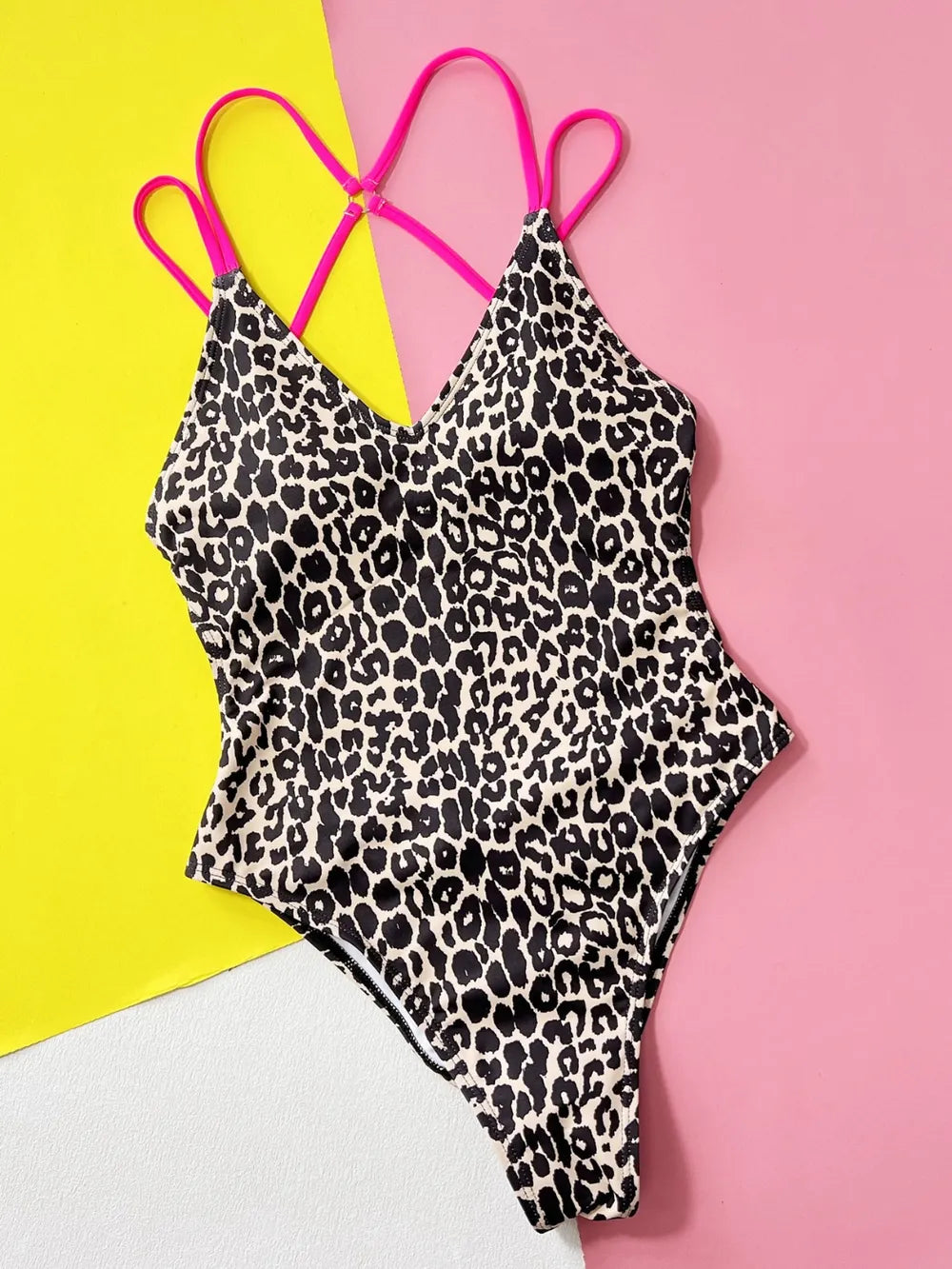Leopard Plunge Spaghetti Strap One-Piece Swimwear - V.I.P Digital Presence
